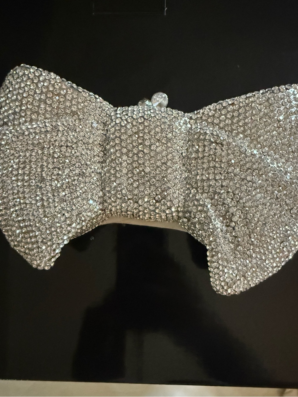 Crystal Bow Evening Clutch Bag - Silver